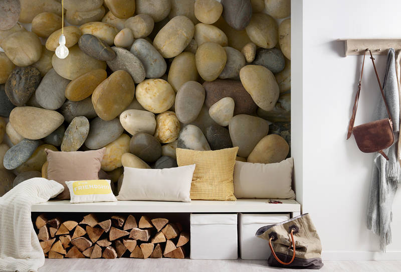             Vliestapete in Kieselsteinoptik – Fototapete mit 3D Effekt – Braun, Grau
        