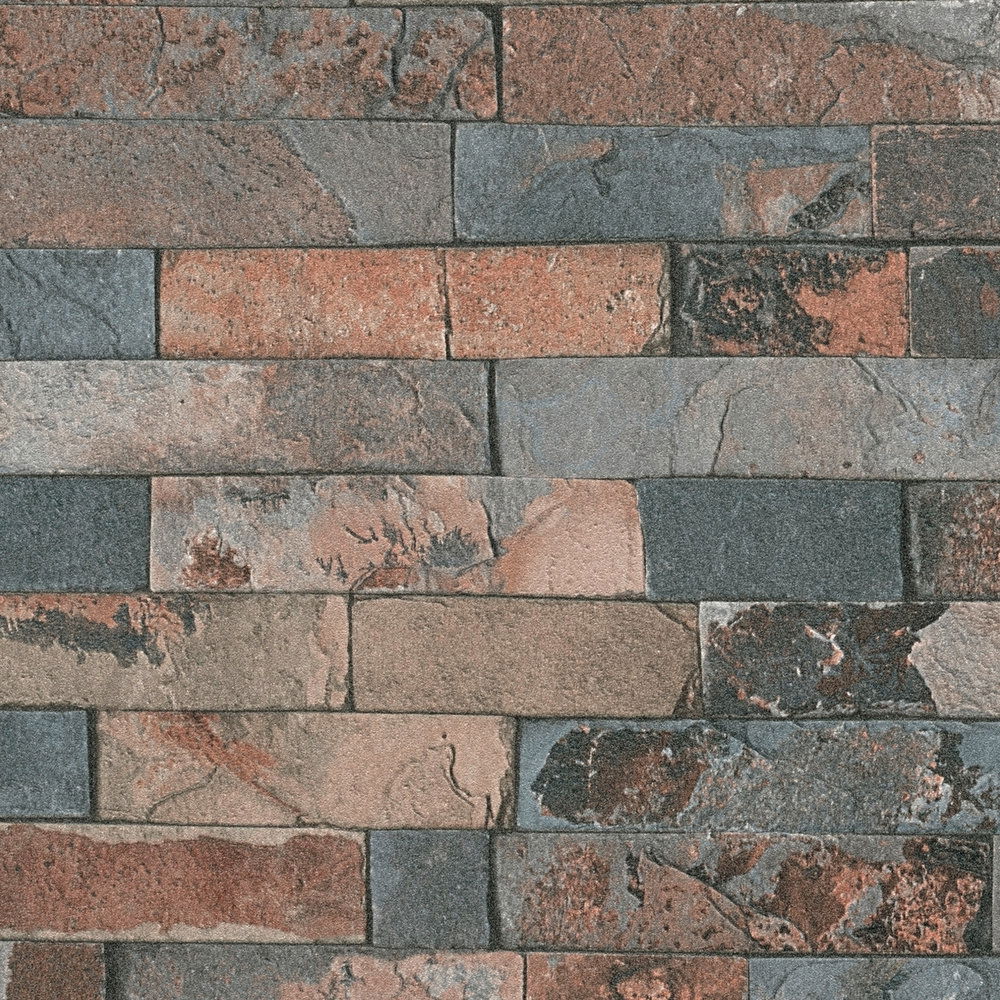             Tapete Steinoptik mit dunkler Mauer aus Natursteinen – Grau, Braun, Schwarz
        
