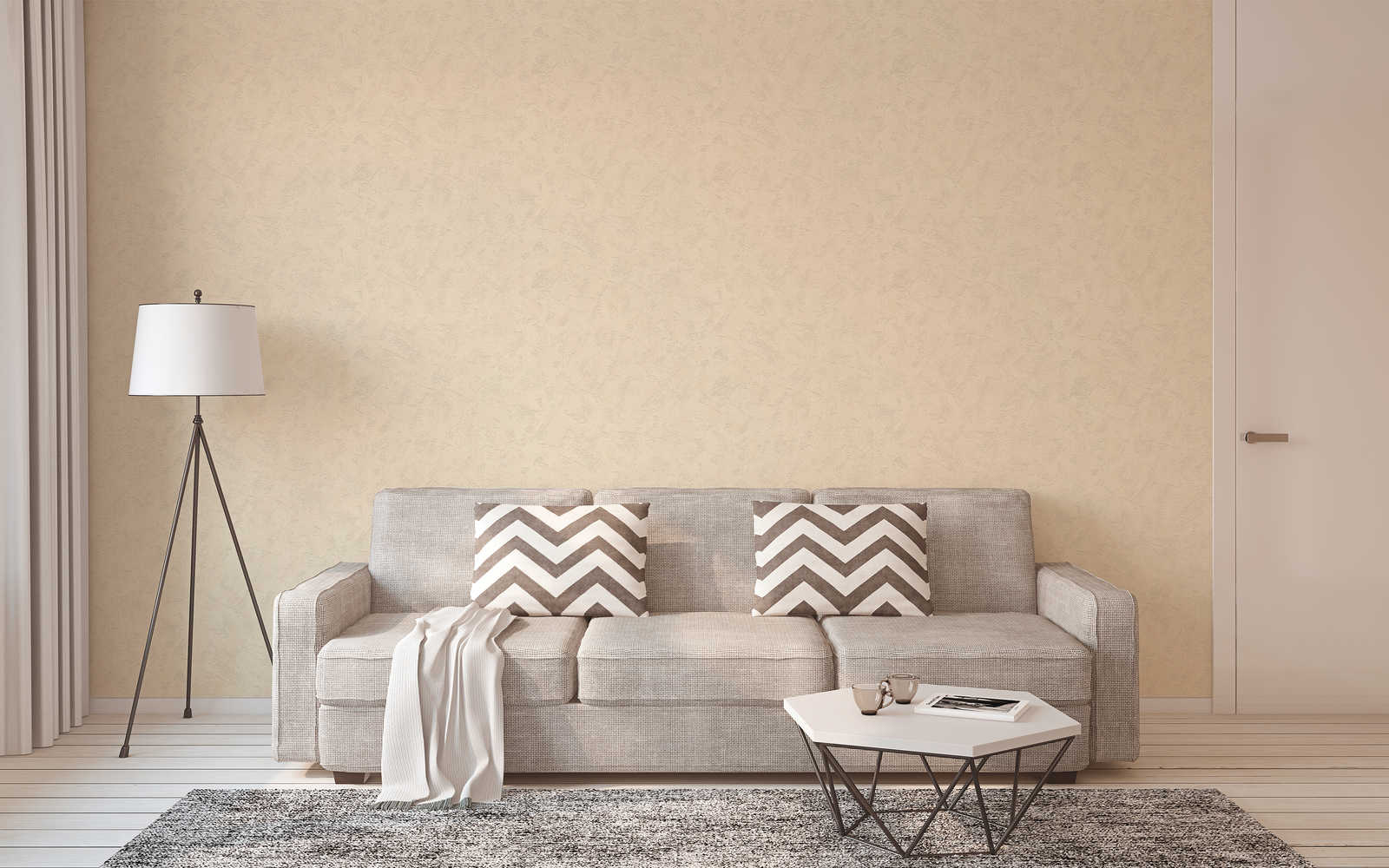             Putzoptik Tapete mit Wischputz Strukturmuster – Creme
        