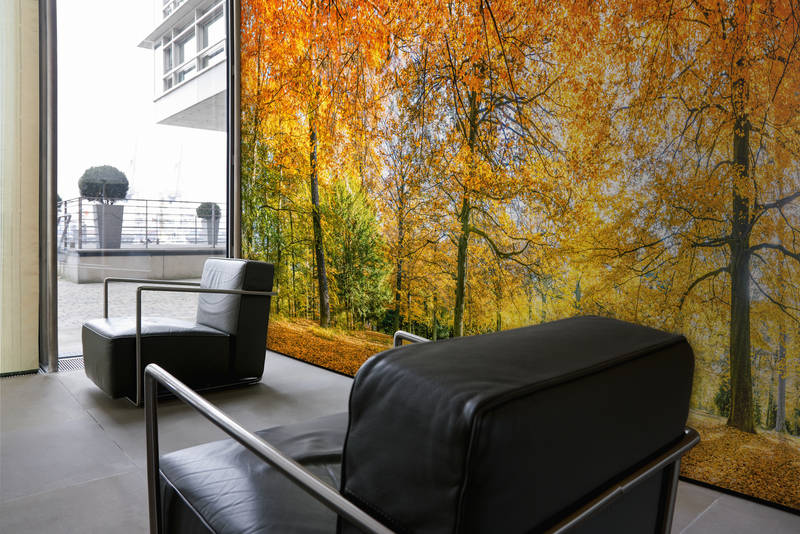 sofa, Sessel, schwarzes Leder, Lounge, Wandbemalung