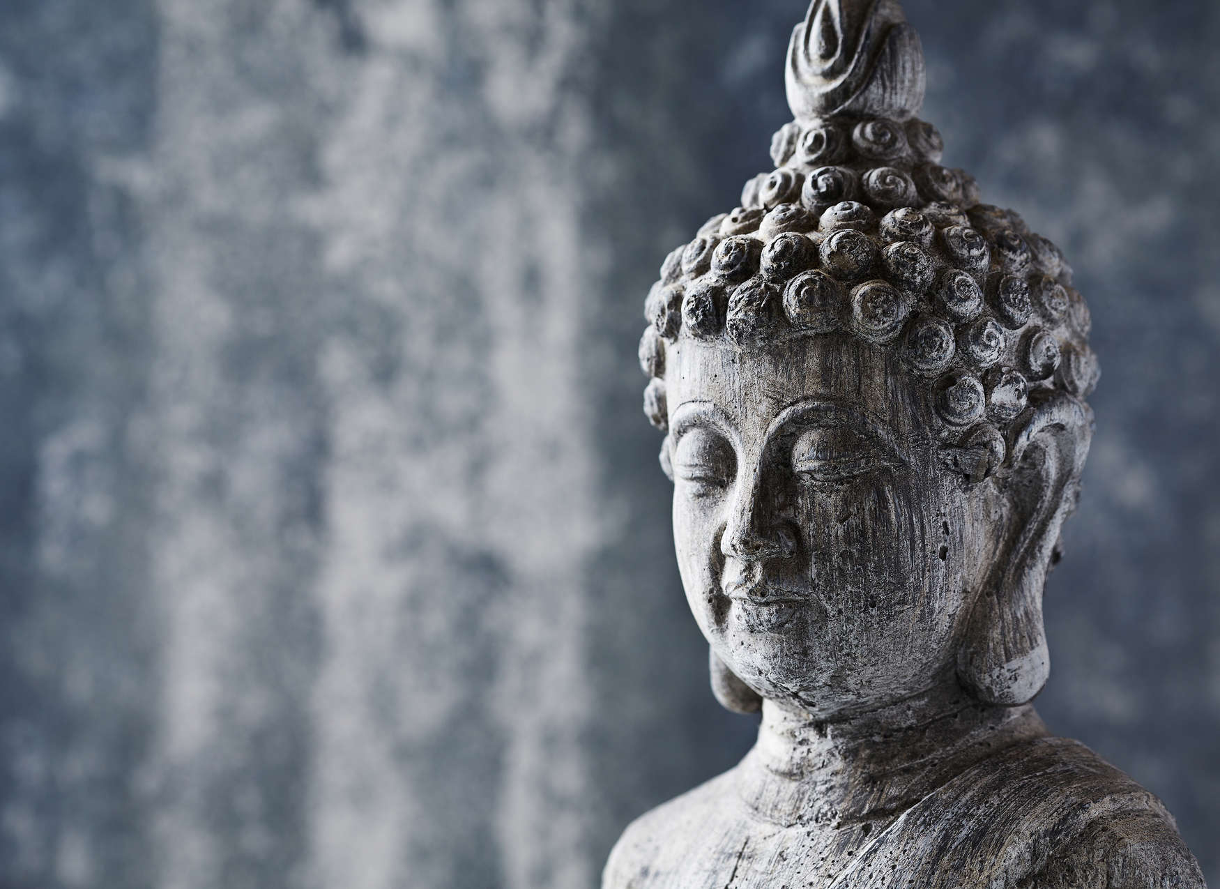             Photo wallpaper Asian Stone Sculpture - Blue, Grey
        