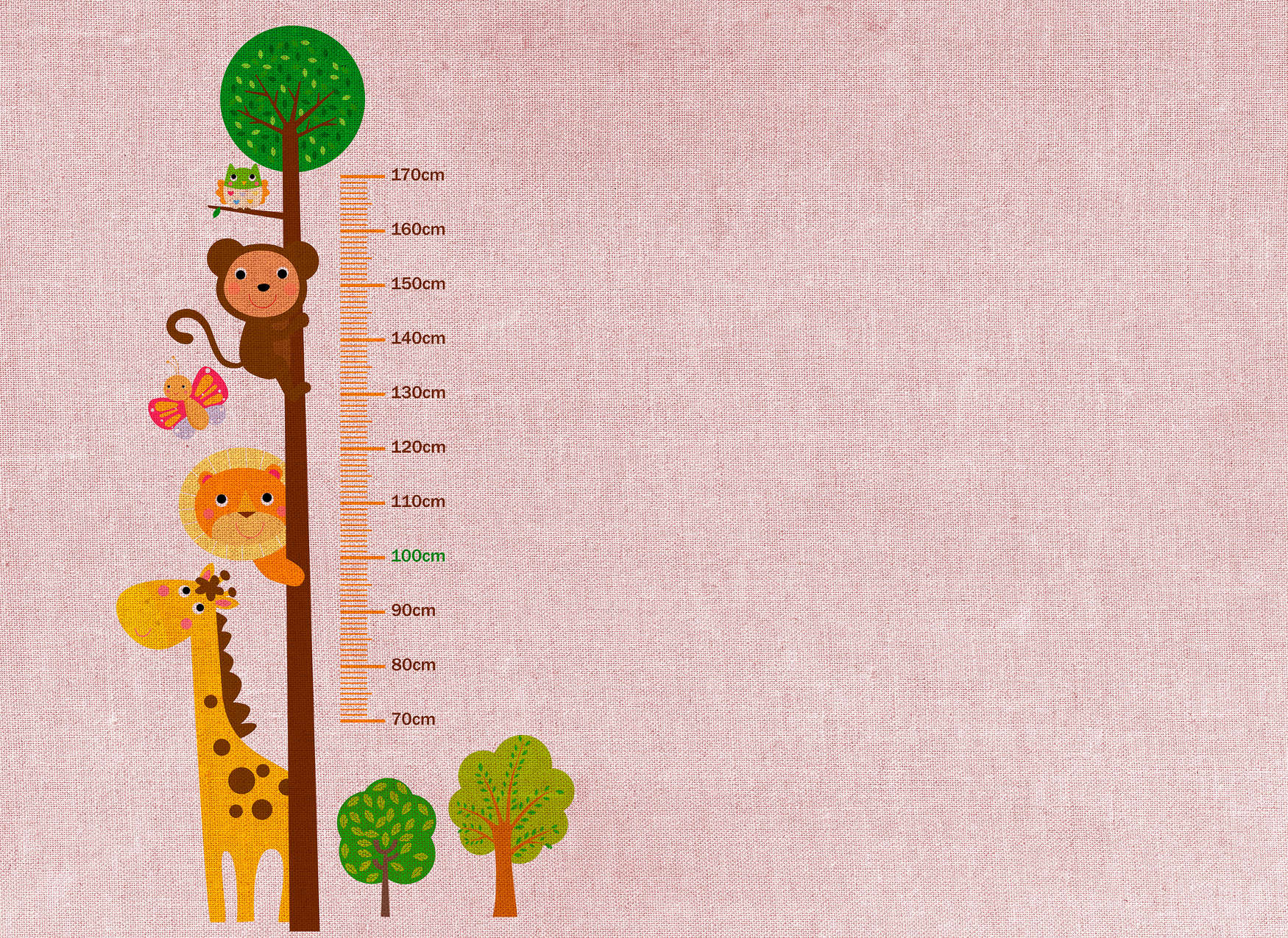             Kinderzimmer Fototapete mit Messlatte – Rosa, Bunt
        