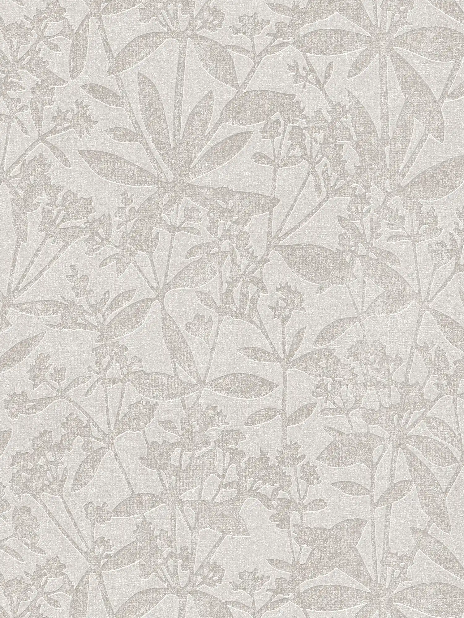         Vliestapete florale Blumen und Blätter – Grau, Beige
    