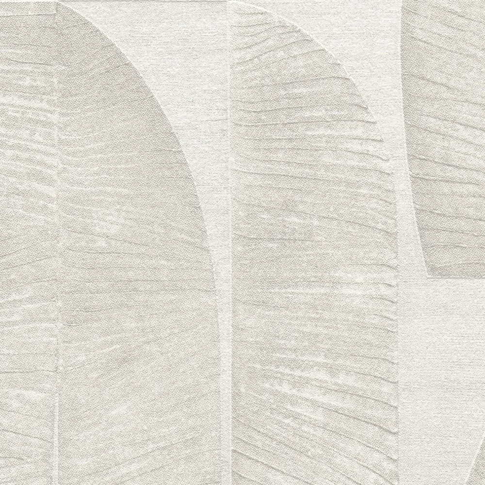 Vliestapete mit geometrischem floralem Muster – Grau, Beige