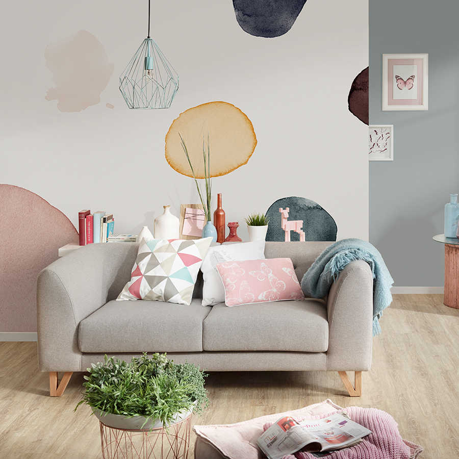 Wohnzimmer, Sofa, Wohntextilien, Papier-Prints, Dekoration, Pflanze