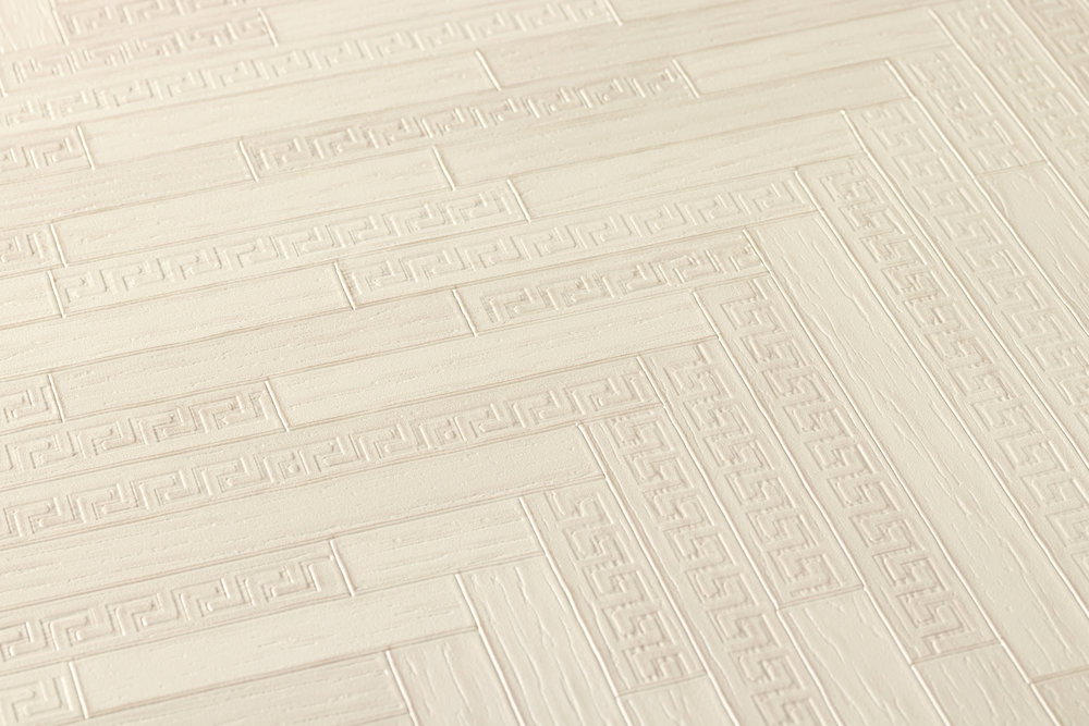             VERSACE Home Tapete elegante Holzoptik – Creme, Beige
        