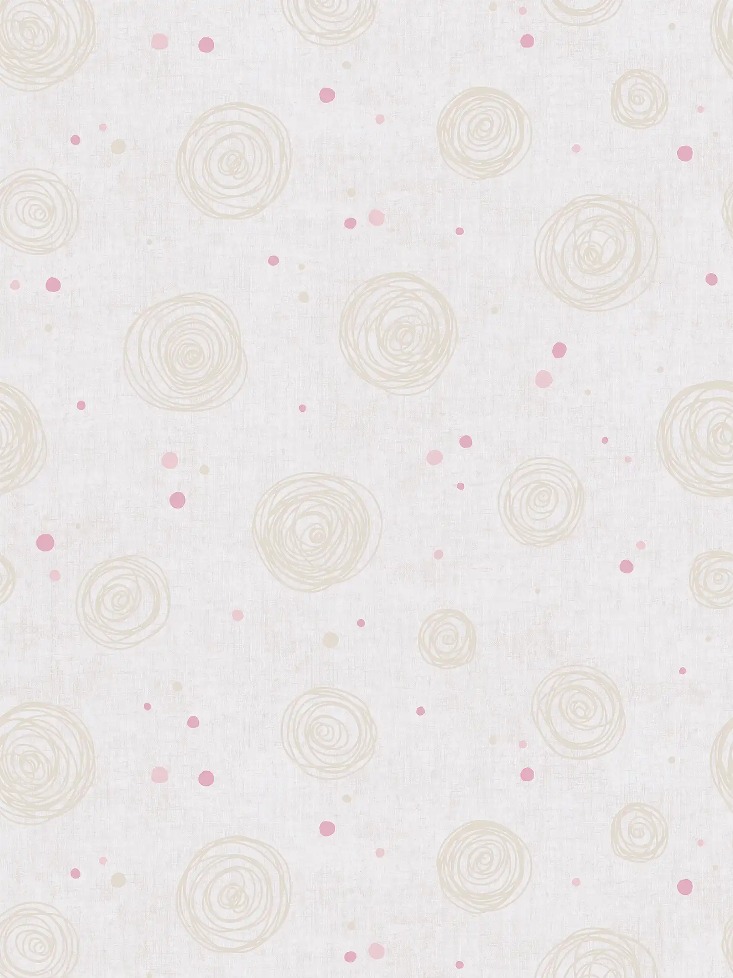         Kinderzimmer Vliestapete mit Kreisen und Punkten in einer warmen und einladenden Farbgebung – Beige, Creme, Rosa
    