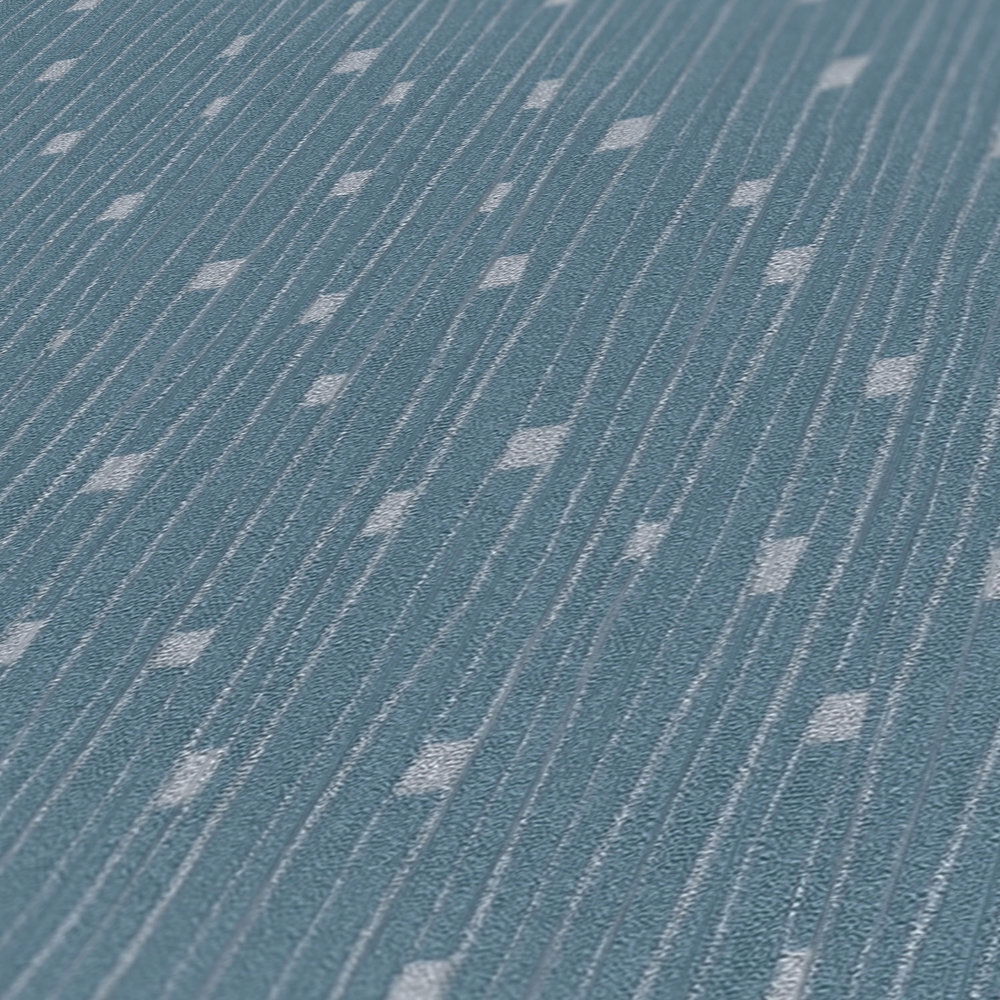             Tapete 50er Jahre Retro Design – Blau, Metallic
        