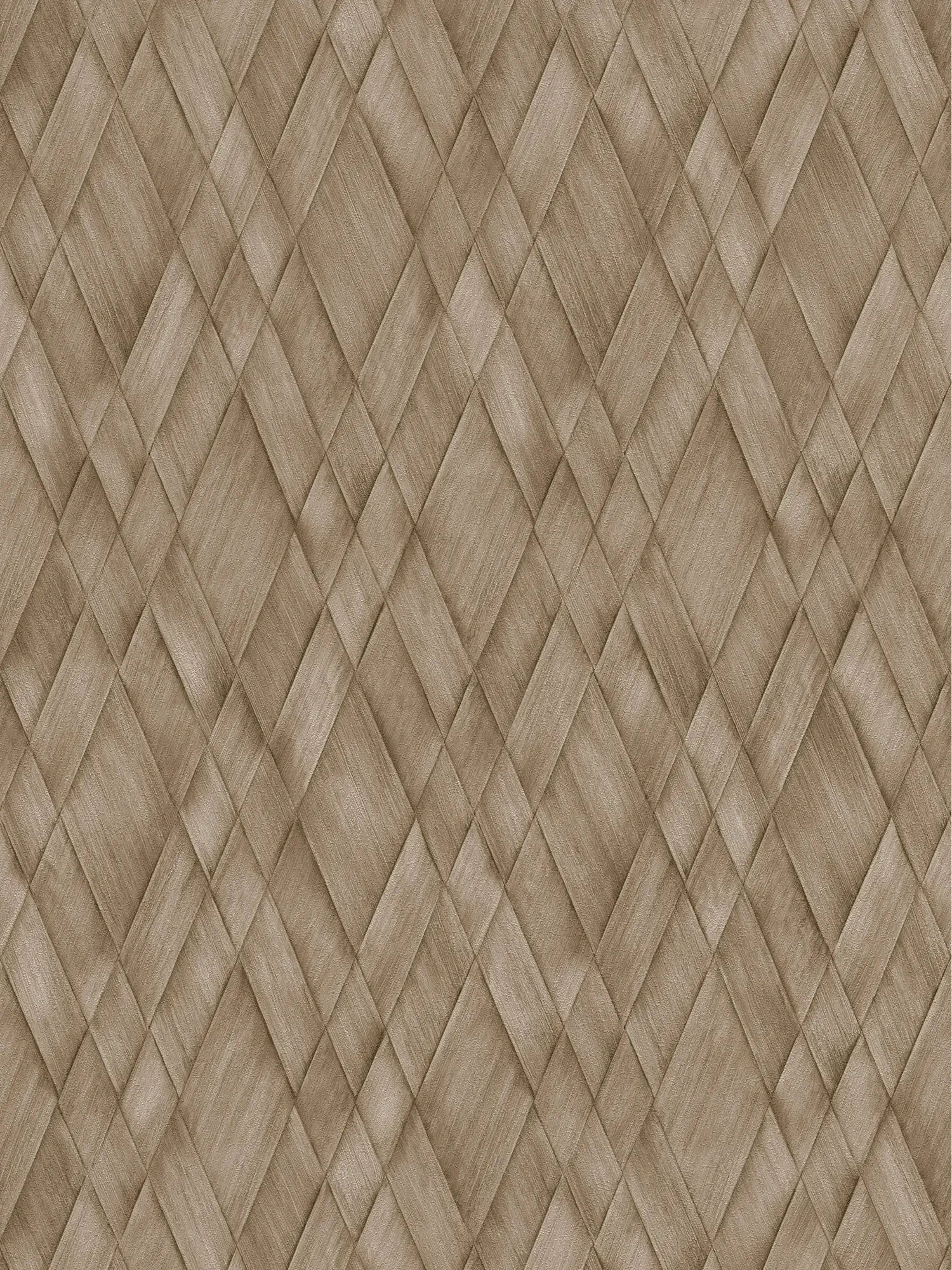 Diamond-pattern non-woven wallpaper with a distinctive fine texture and a matt finish – brown, brown, grey