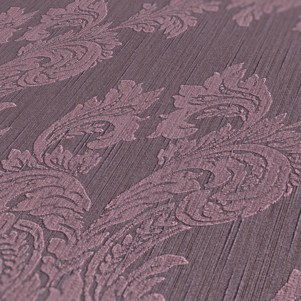             Tapete mit floralem Ornament Muster & Struktureffekt – Lila
        