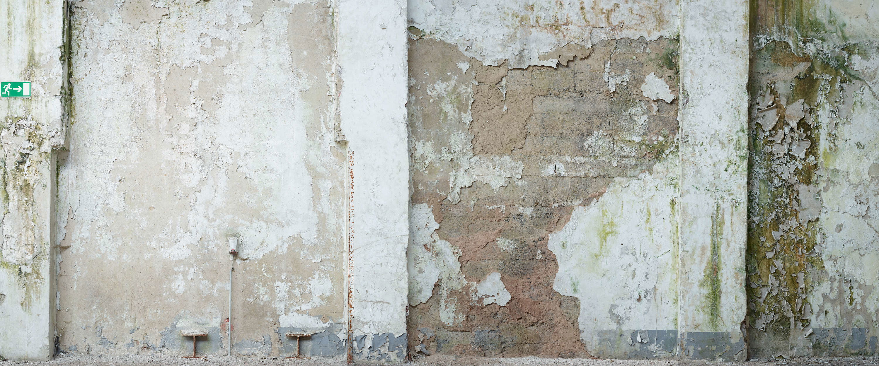             Vintage Style Fototapete 3D – Alte Fabrikwand Vliestapete im Used-Look – Grau, Braun
        