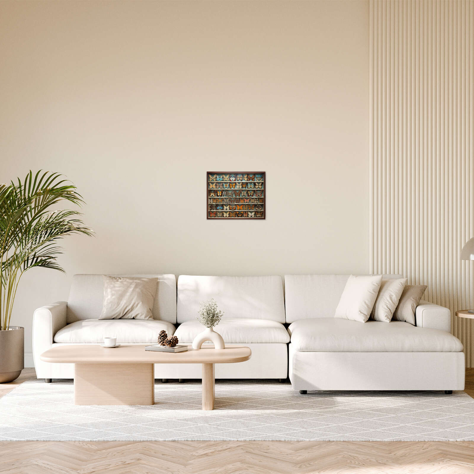 Schmetterlingssammlung in Vintage-Stil - Leinwandbild mit beeindruckender Vielfalt. – 50 x 40 cm - Bunt, Braun