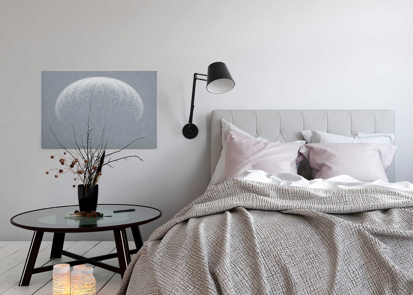             Leinwandbild Pusteblumen Baum | blau, weiß – 0,90 m x 0,60 m
        