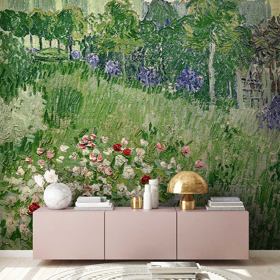 blumenwand, gartenlandschaft, pflanzen, pflanzenmuster, wohnzimmerdeko