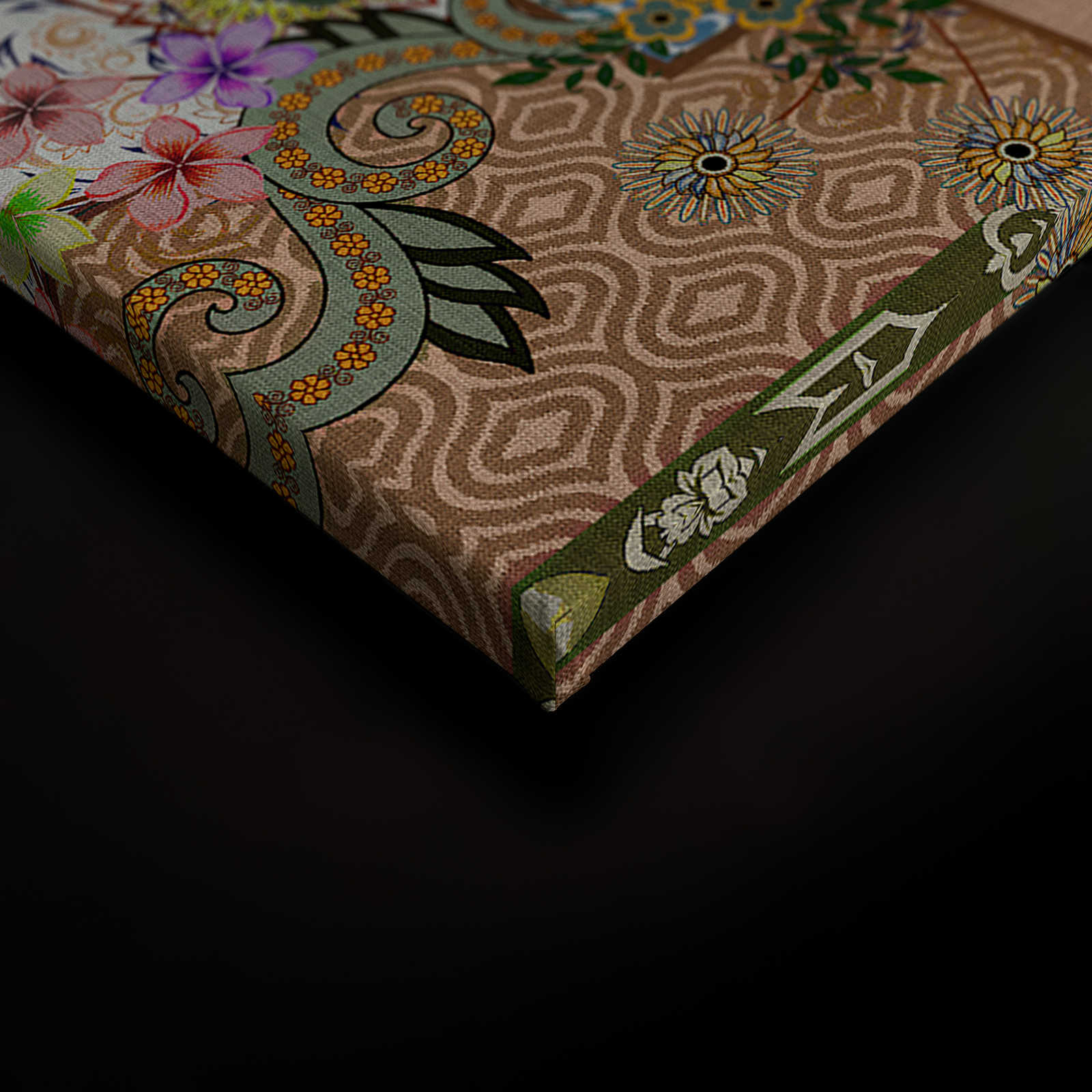             Oriental Garden 3 - Leinwandbild Blumen Garten Indien Stil – 0,90 m x 0,60 m
        