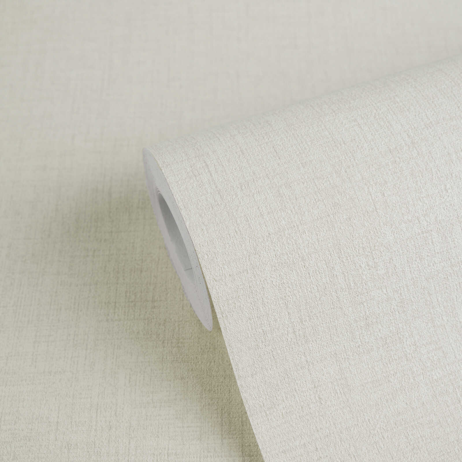 Vliestapete uni mit Textil-Optik – Creme