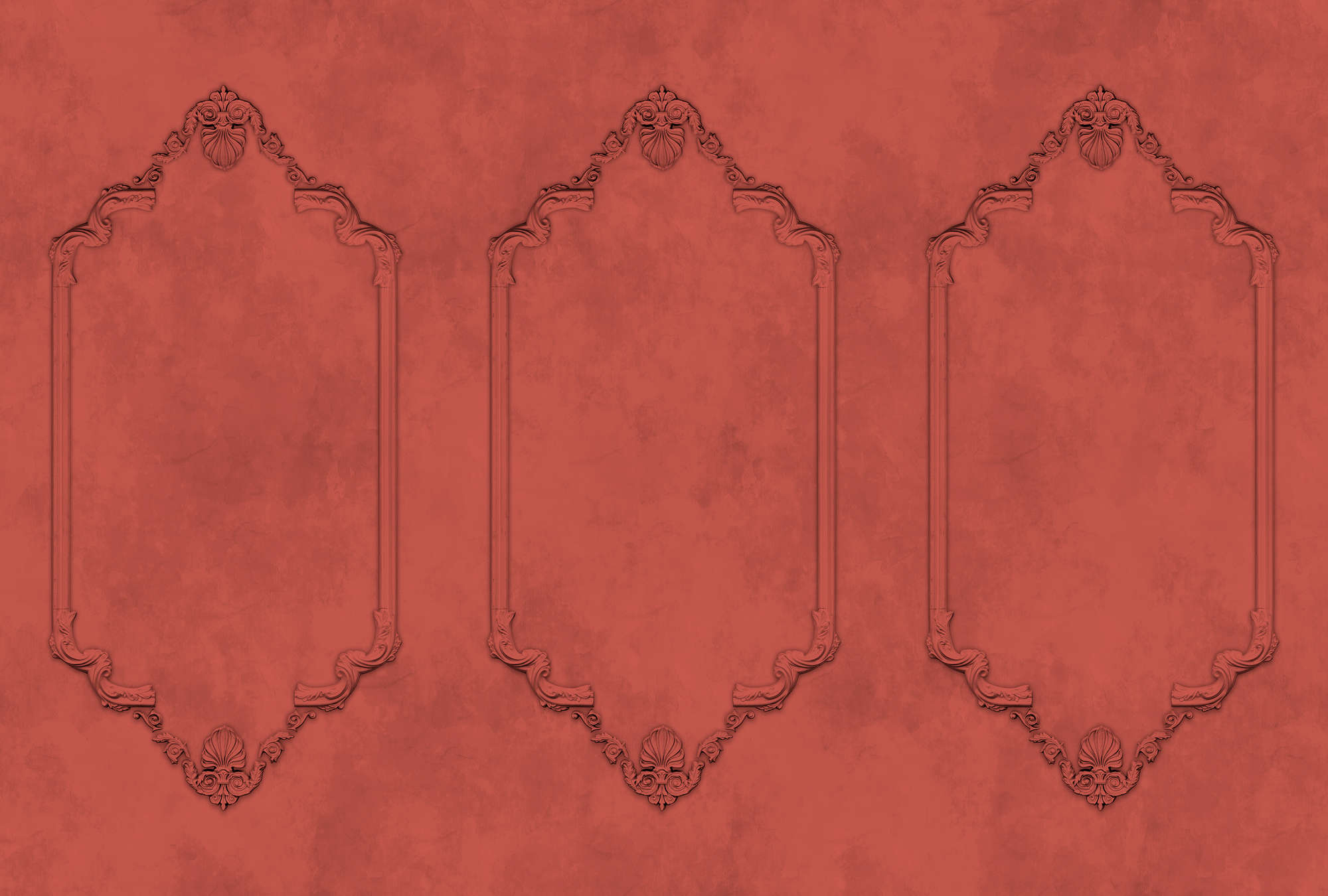             Fototapete Stuckmuster Rahmen im Barock Stil – Orange
        
