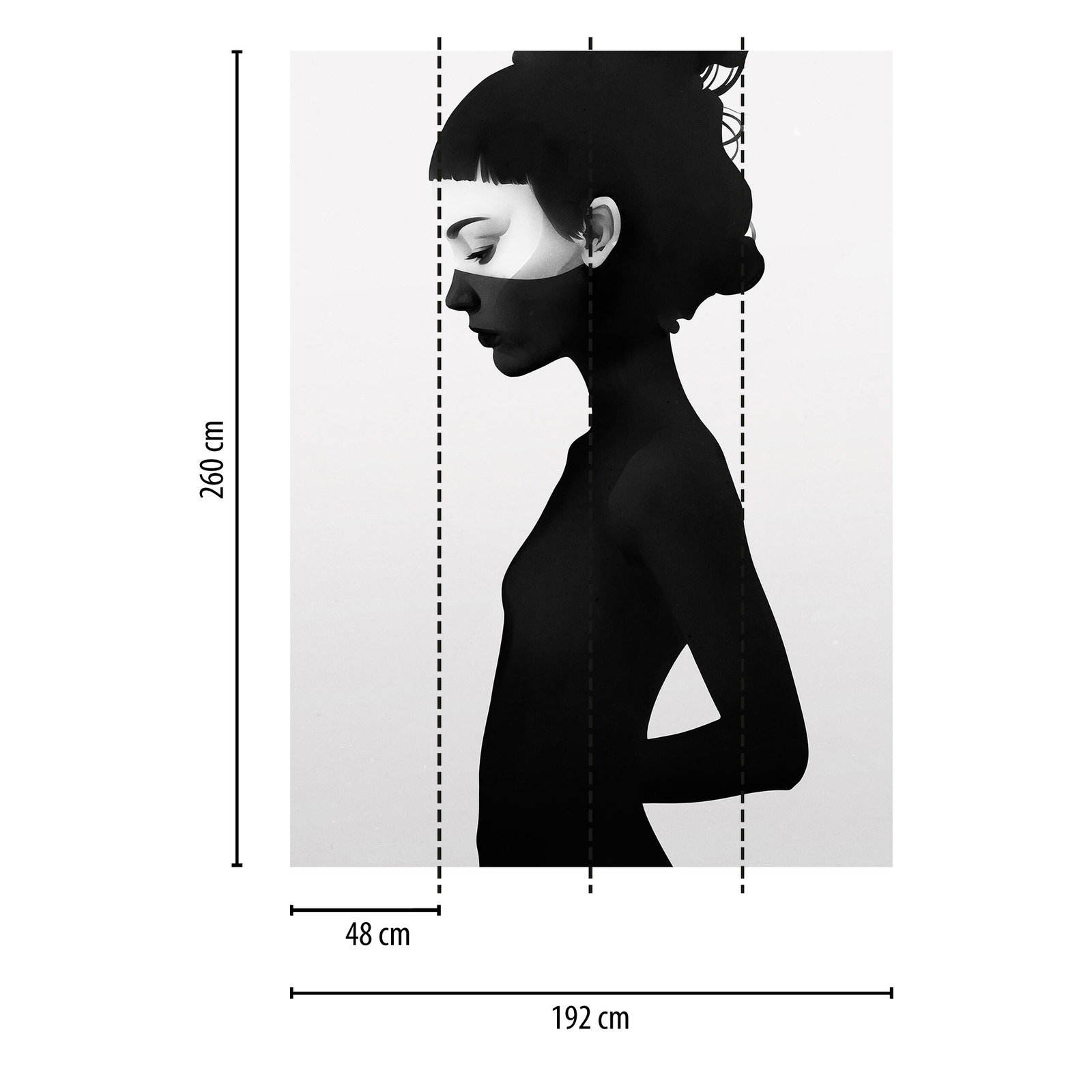 Schmale Fototapete Model – Schwarz, Weiß