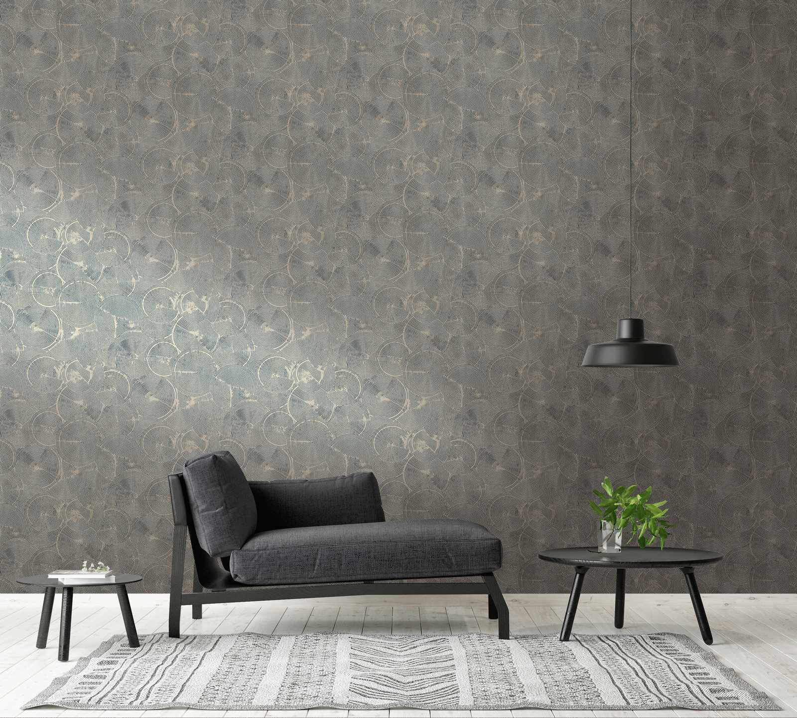 Tapete moderne Putzoptik mit Metallic-Effekt – Braun, Metallic, Schwarz