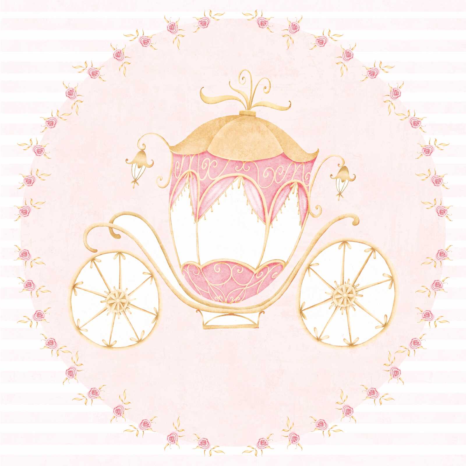 Kutsche im Märchenland - Leinwandbild für Kinder – 30 x 30 cm - Beige, Gelb