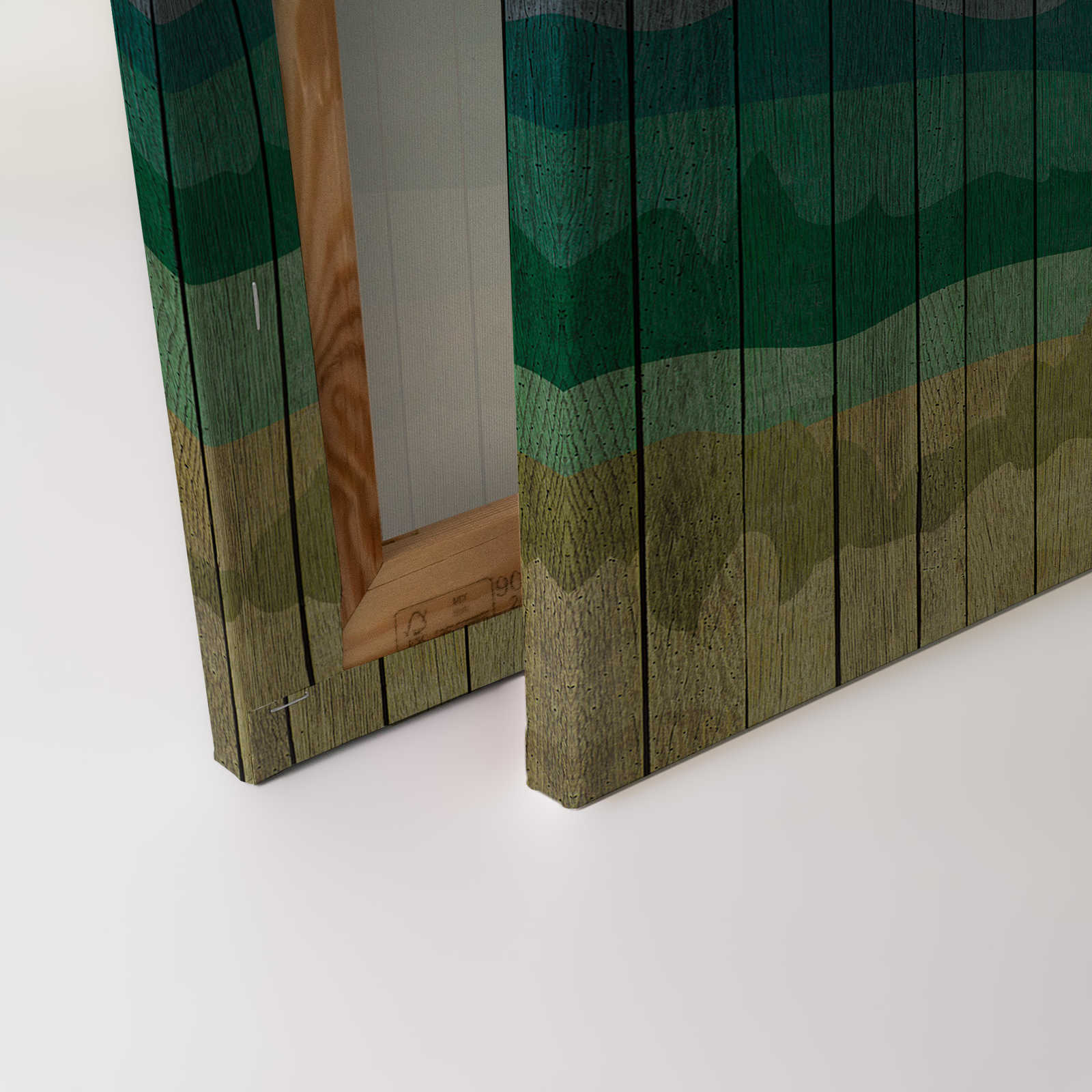             Mountains 2 - modernes Leinwandbild Berglandschaft & Bretteroptik – 0,90 m x 0,60 m
        