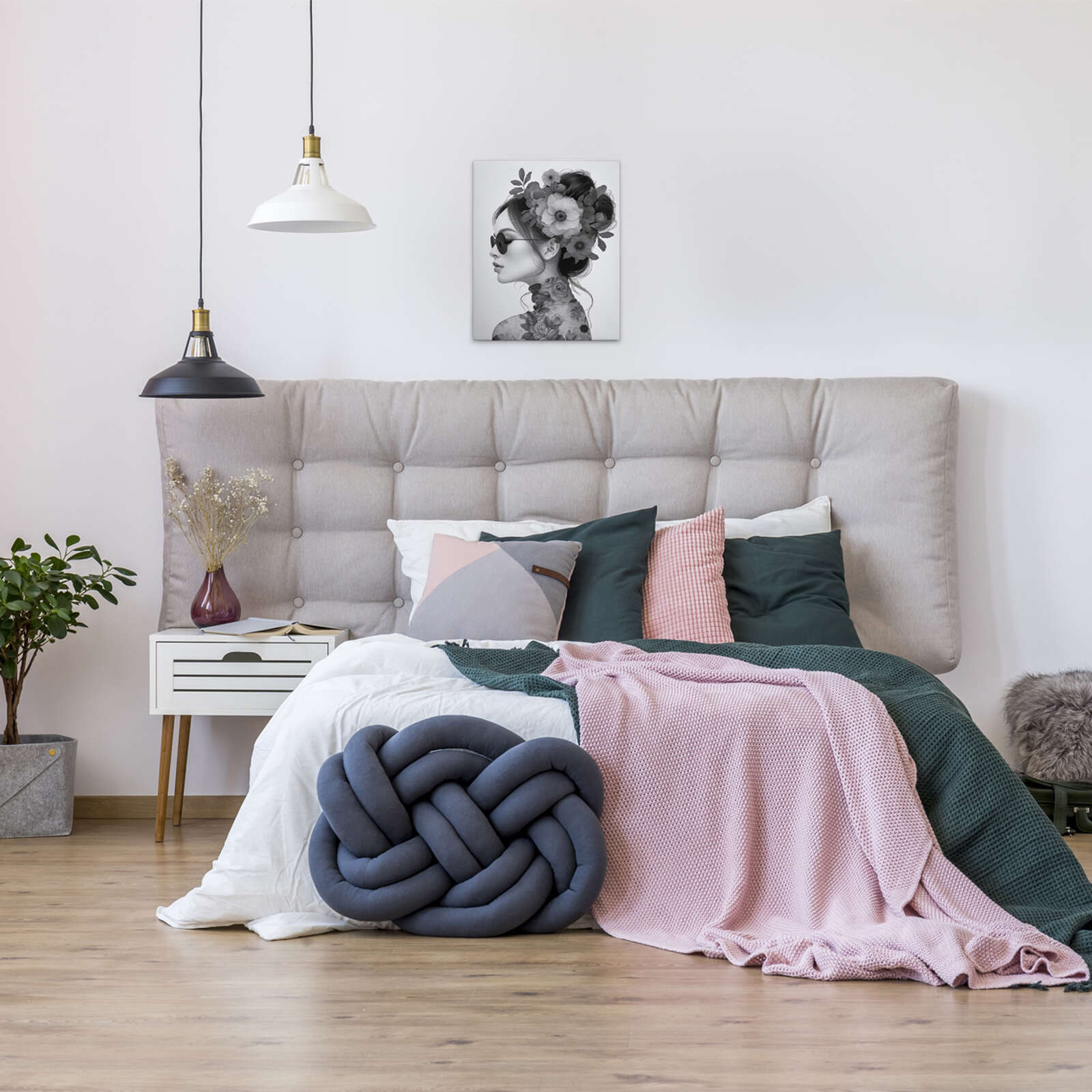             Leinwandbild Blumenportrait - Klassische Eleganz in Grautönen – 40 x 50 cm - Schwarz, Grau
        