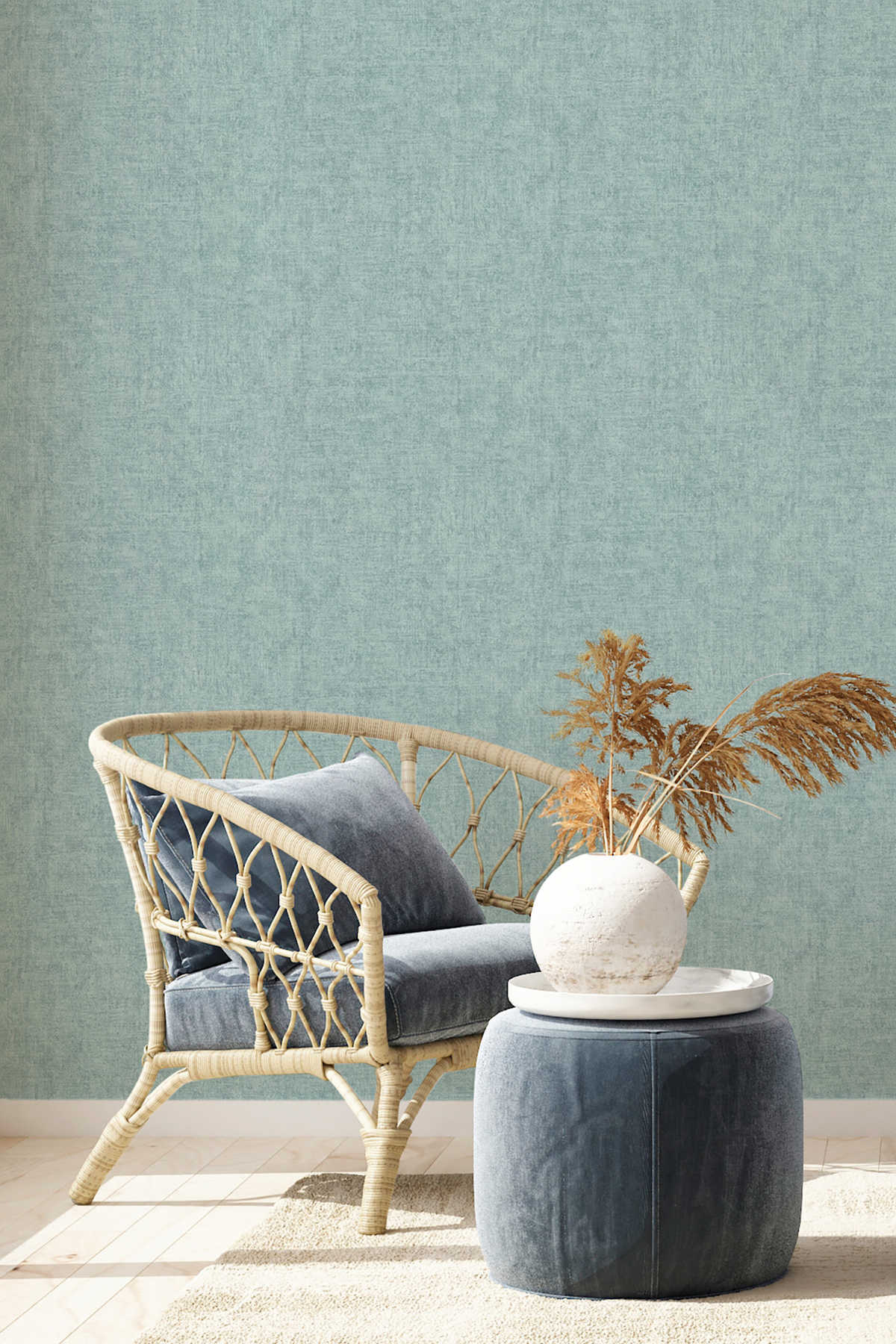             Vliestapete einfarbig, meliert, Strukturmuster – Blau
        