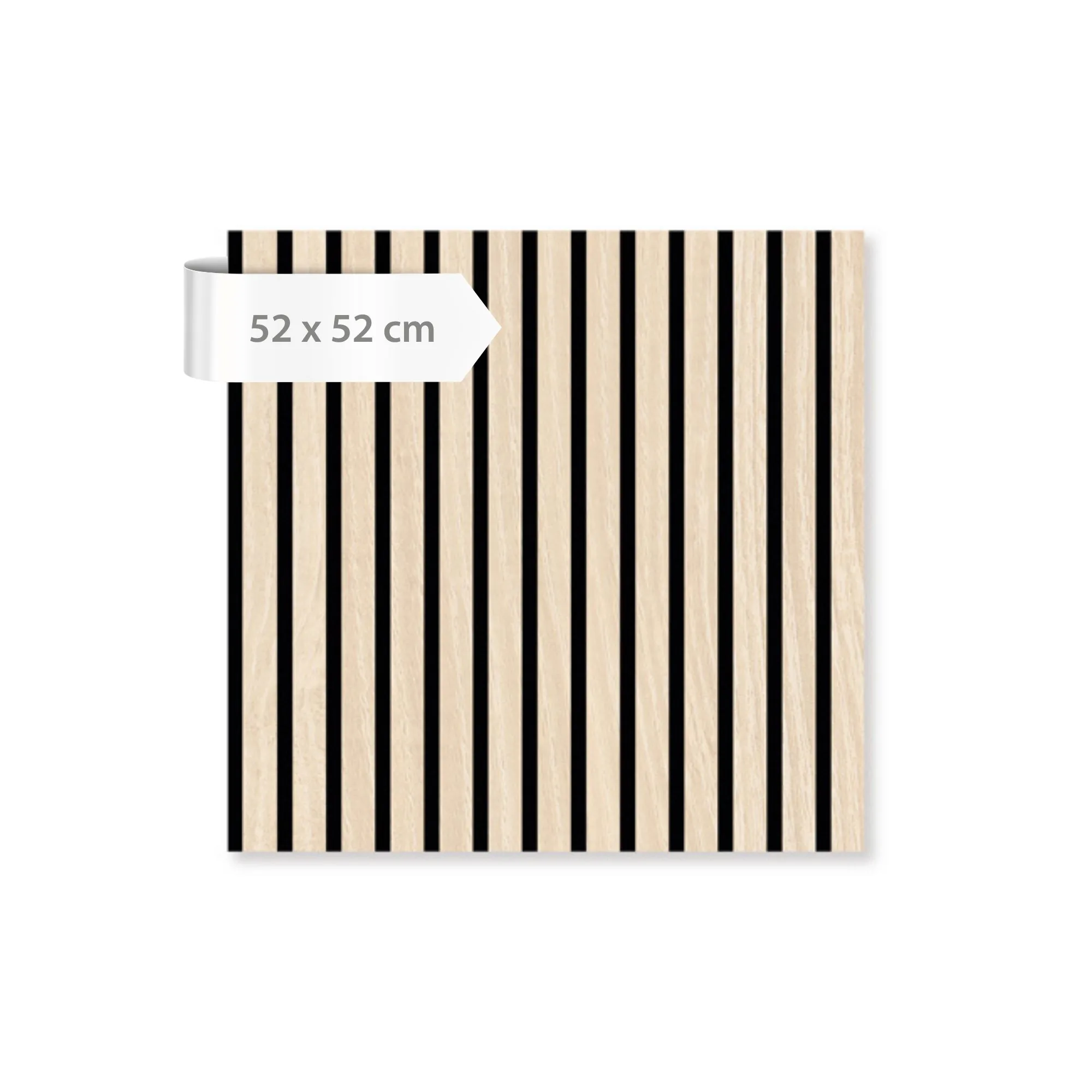 Real wood acoustic wall panels with Letea Oak veneer, 52 x 52 cm – beige, cream