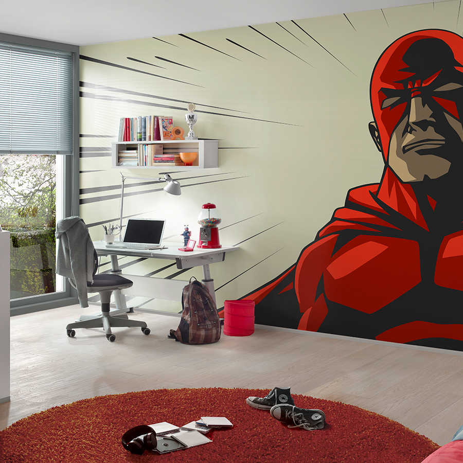 Schreibtisch, Arbeitszimmer, Wandtapete, Graues Möbelstück, Roter Teppich