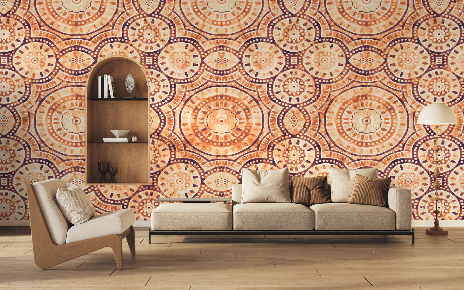 Wandtattoo, Wohnzimmer, Musterwand, Sessel, Wohnzimmerlampe