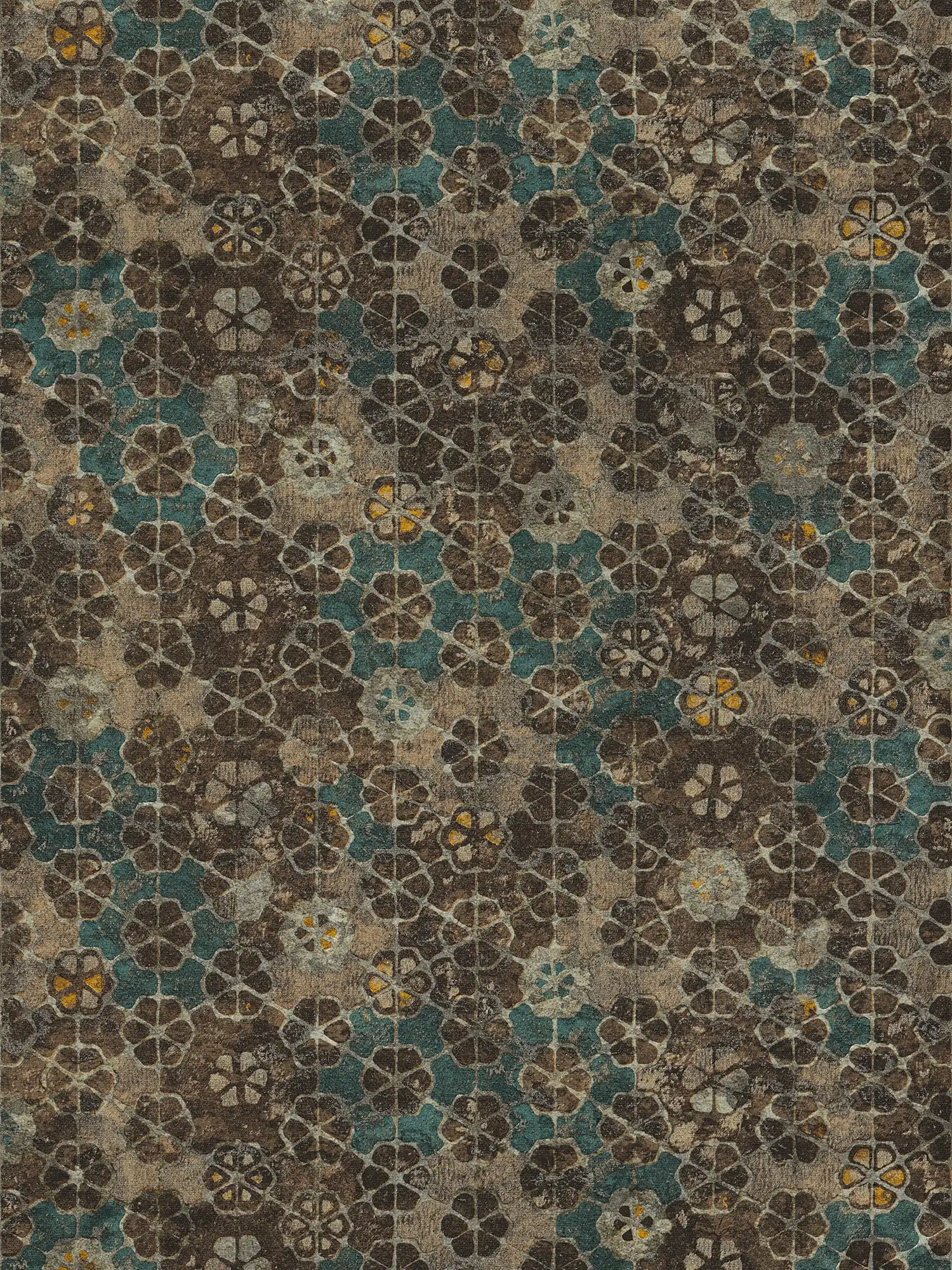         Non-woven wallpaper tile look with gold shimmer - brown, green
    