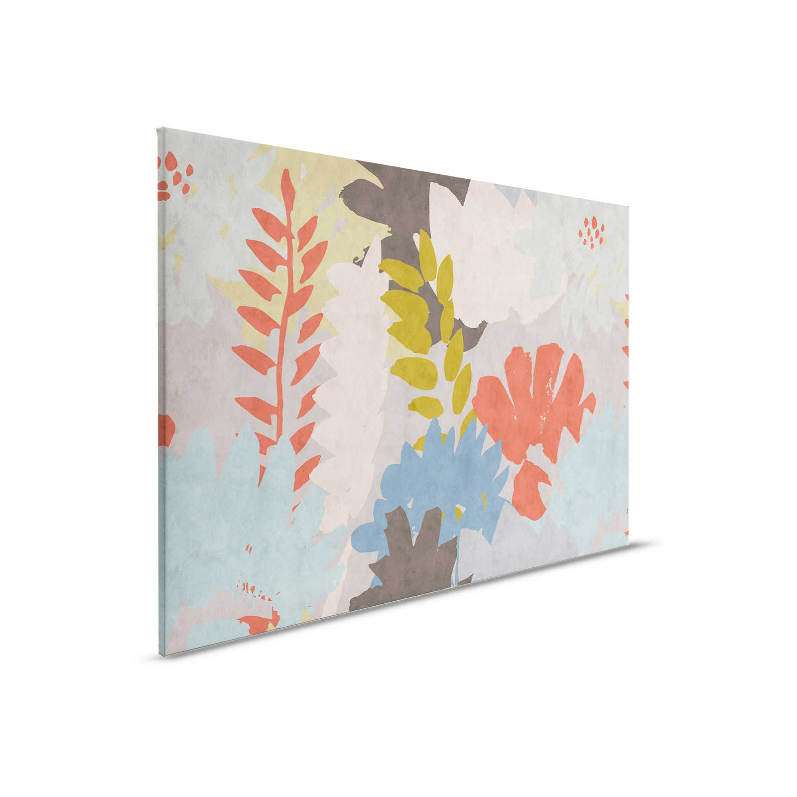         Floral Collage 3 - Tableau abstrait sur toile avec structure en papier buvard et motif de feuilles - 0,90 m x 0,60 m
    