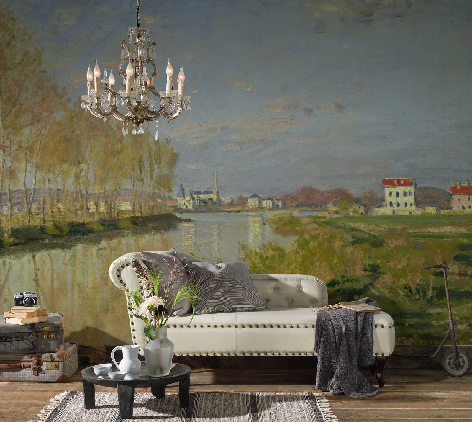 Wand mural, Wohnzimmer, Sofa, Kronleuchter, Dekorative Wandbild