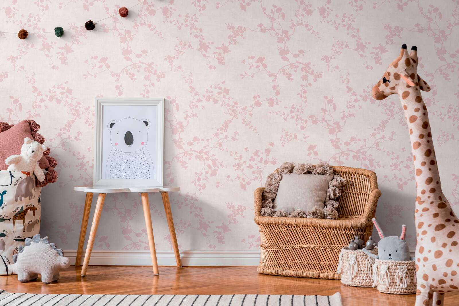             Kinderzimmer Vliestapete Blumenmuster in Pastellfarben – Romantisches Design für eine sanfte Atmosphäre – Creme, Rosa
        