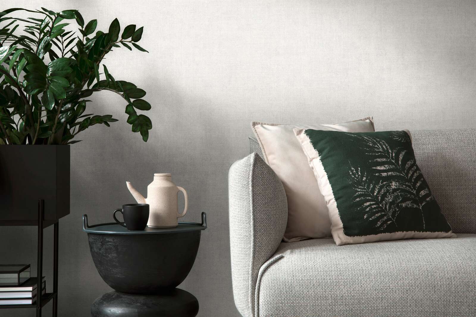 wohnzimmer, pflanze, sofa, kissen, teekanne