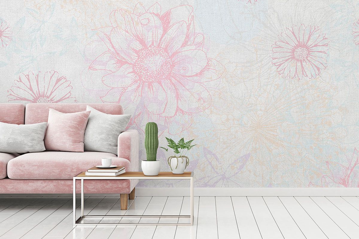 Photographie de fleurs Papier peint rose pastel