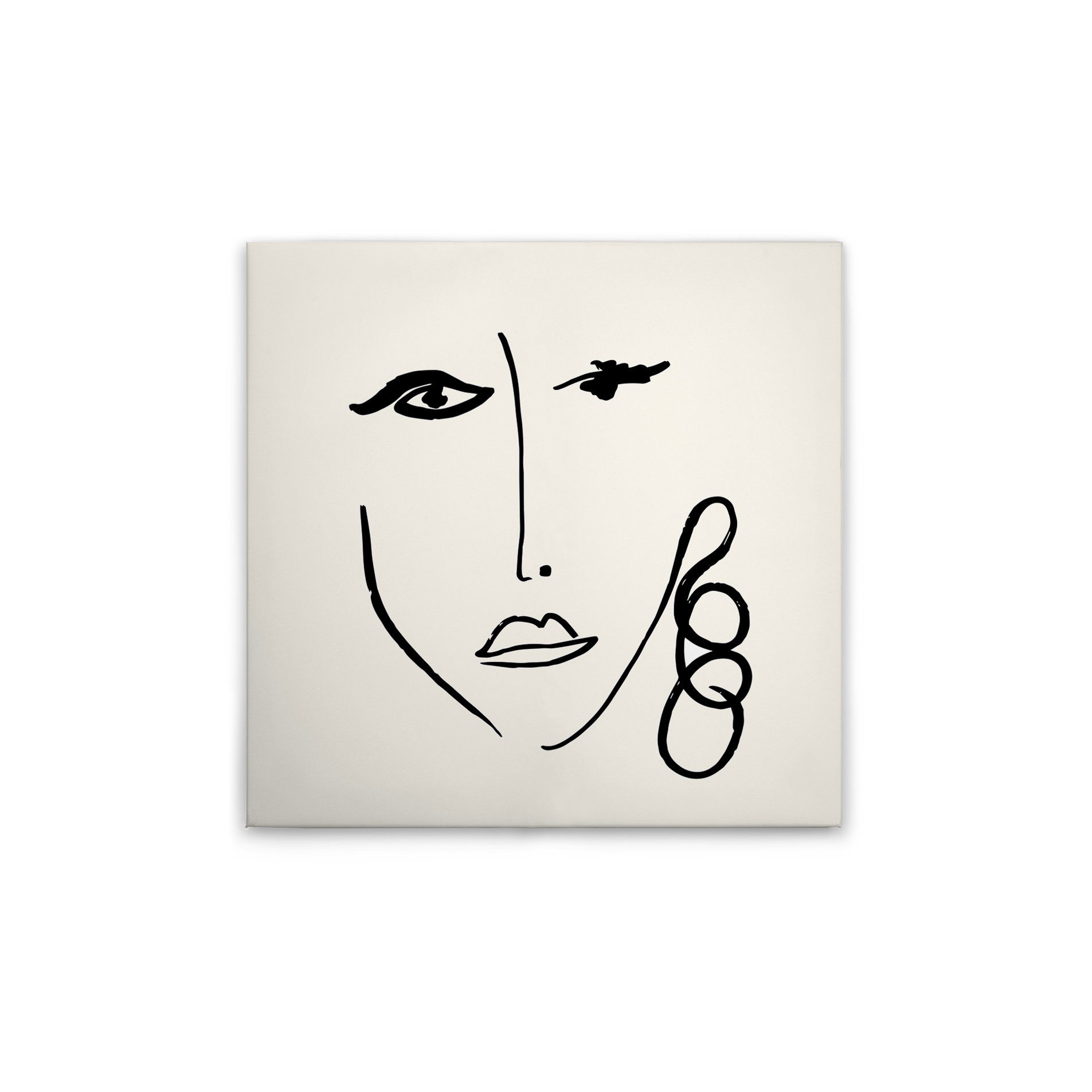 Leinwandbild Gesichtsskizze mit Aussage - Modernes Wandbild – 30 x 30 cm - Weiss, Schwarz