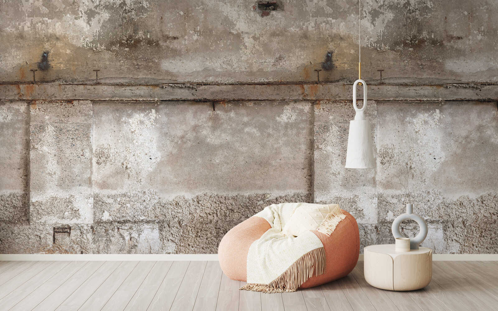 sofakissen, Sitzsack, Decke, Lampe, industrielle Wand