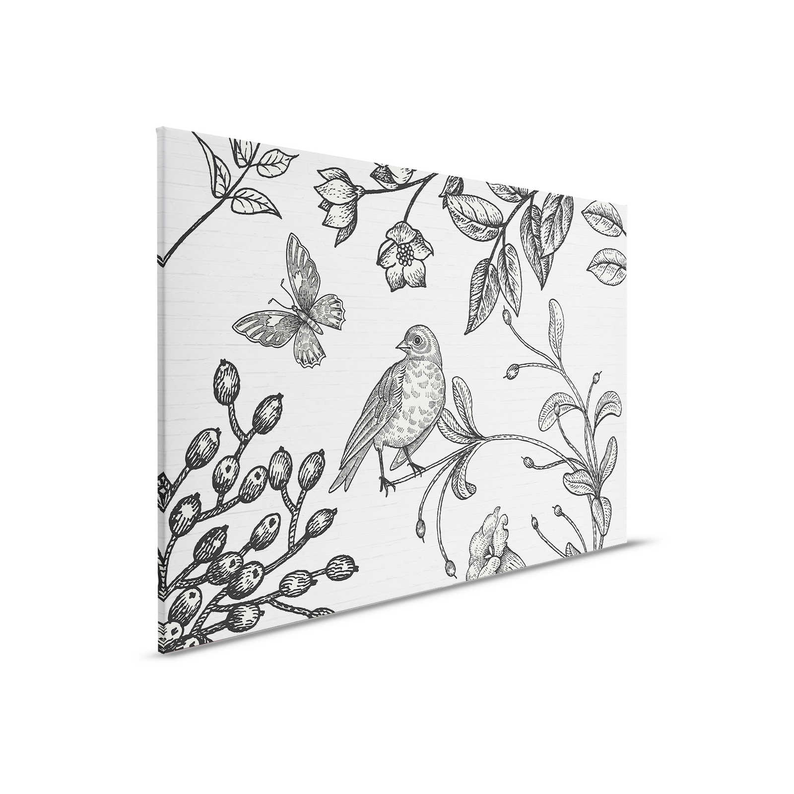         Schwarz-Weißes Leinwandbild mit Naturmotiv im Comic-Look – 0,90 m x 0,60 m
    