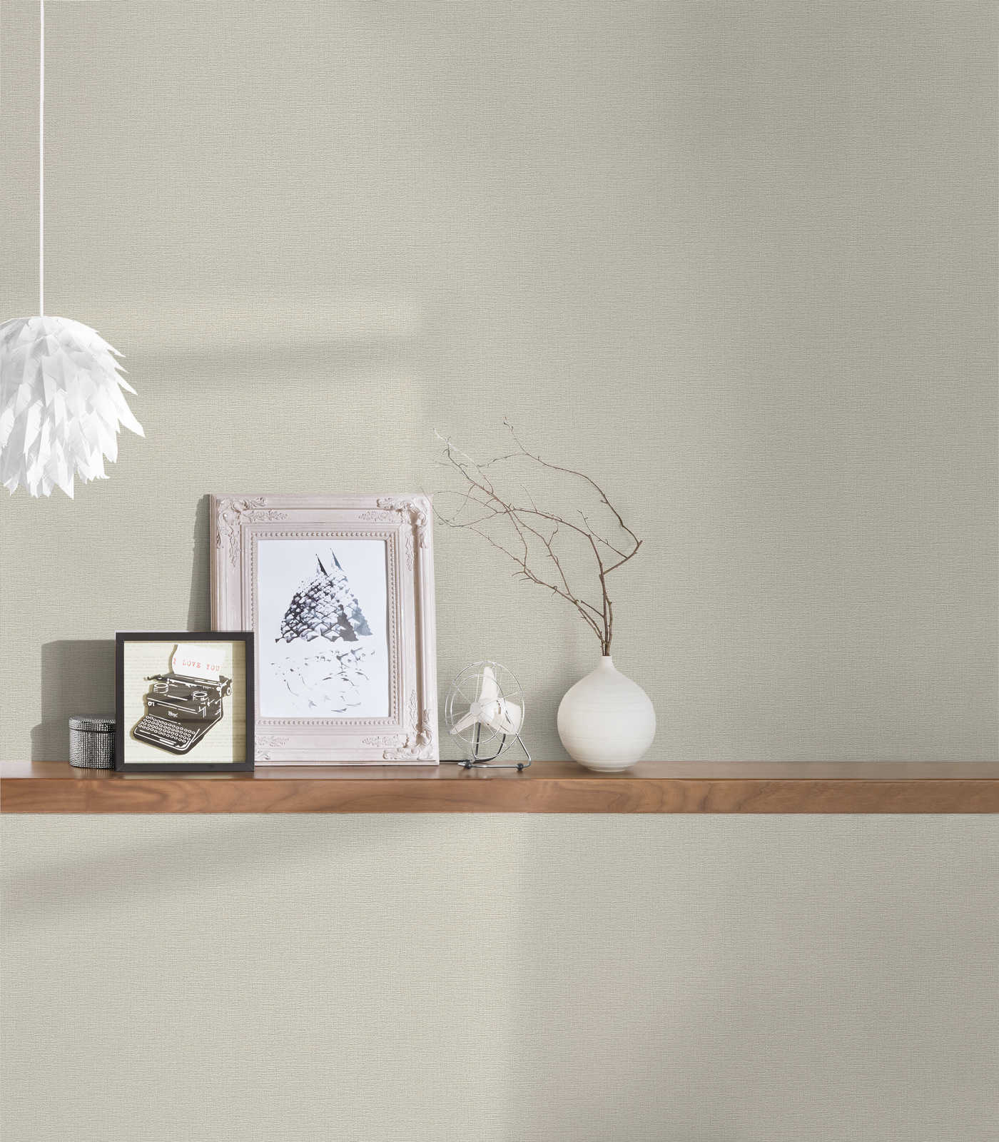             Tapete Beige Grau mit Textilstruktur im Vintage Look
        