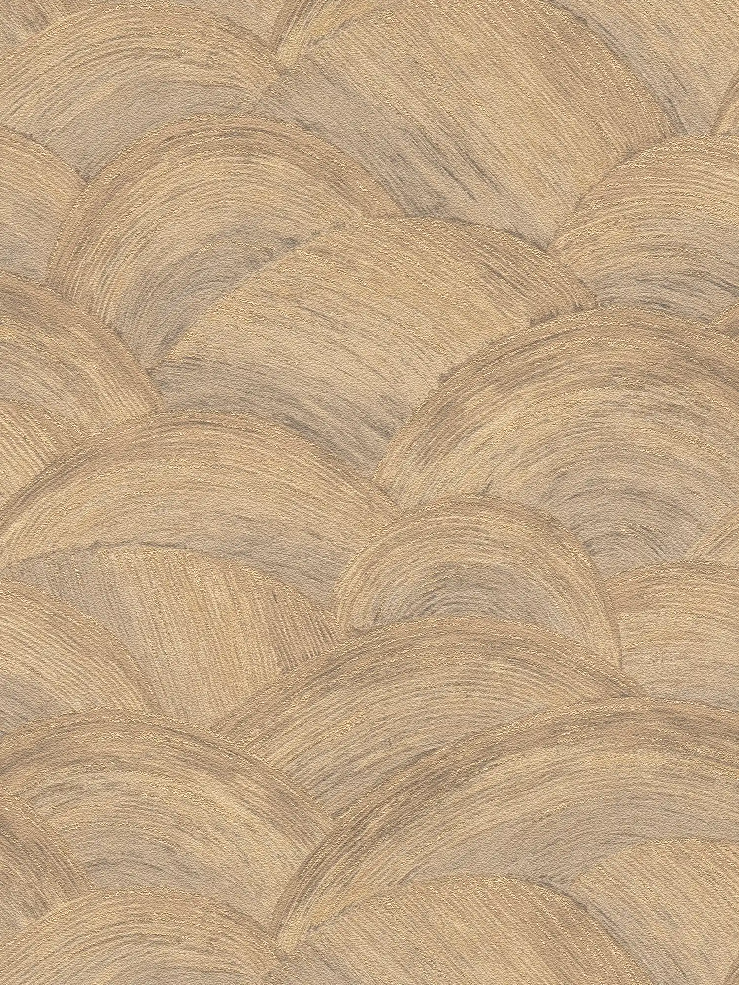             Vliestapete mit glänzenden Wellenmuster – Beige, Braun, Gold
        