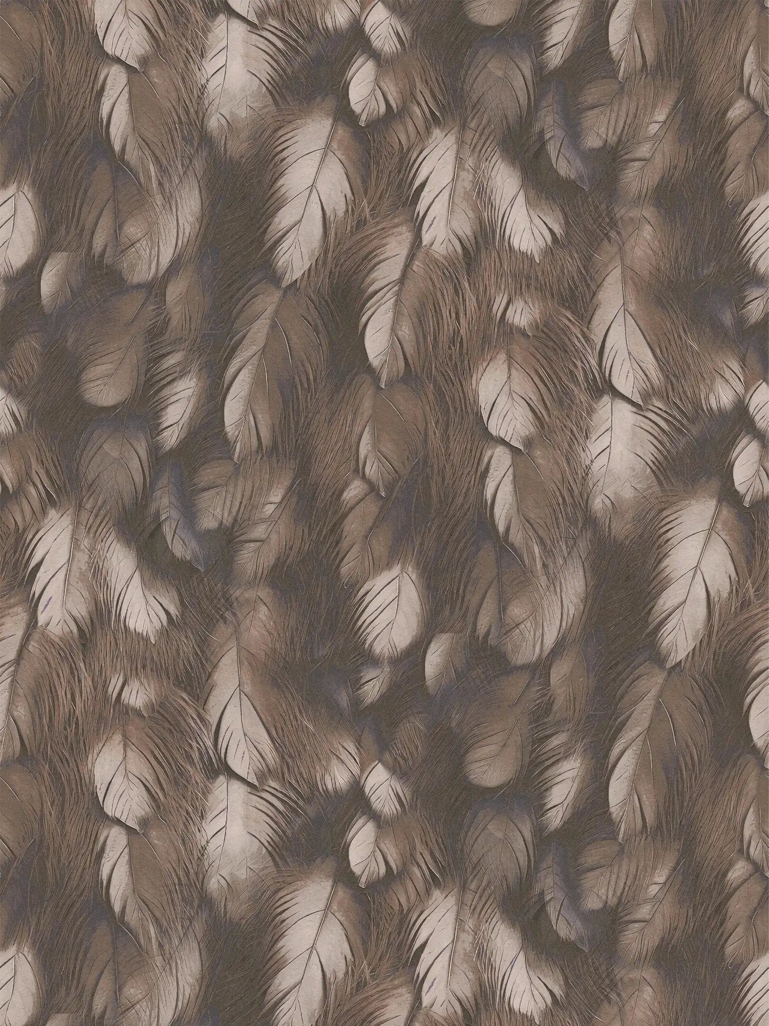         3D Illusion Plume motif papier peint intissé look avant-garde - marron, gris
    