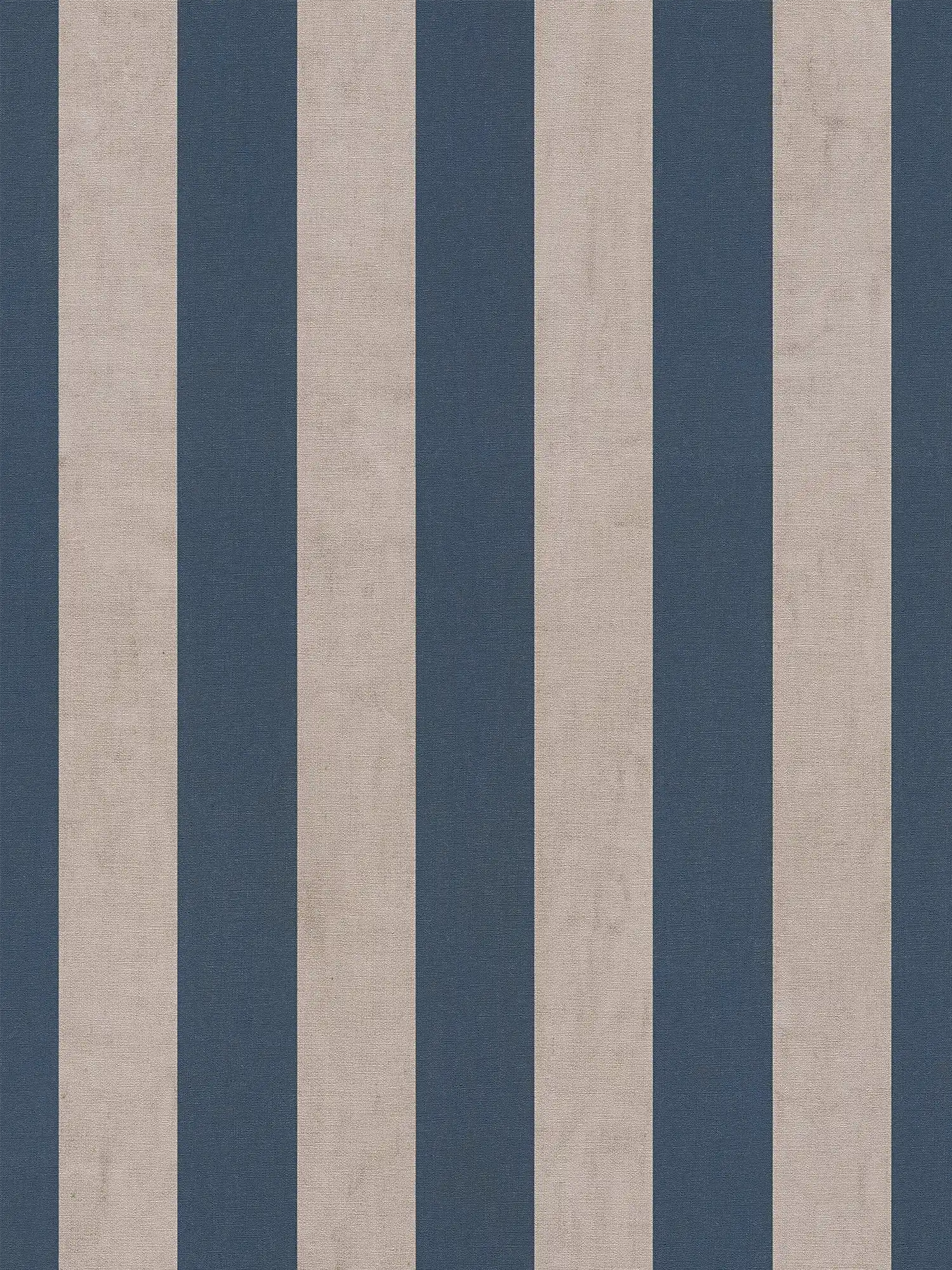 Fein strukturierte, zeitlose Vliestapete mit klassischen vertikalen Streifen – Creme, Blau
