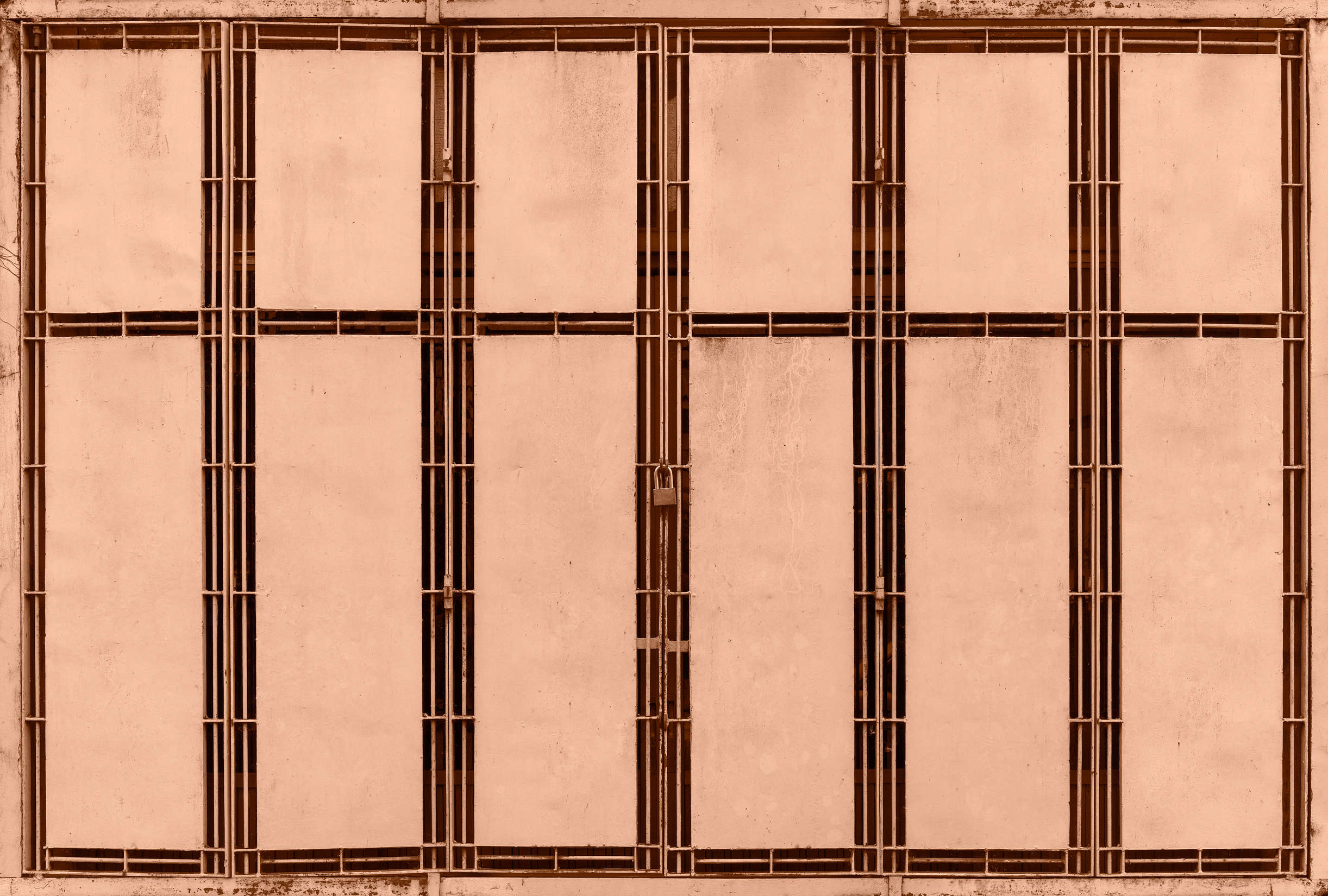 Fototapete »jaipur« - Detailaufnahme eines lachsfarbenen Metallzauns – Glattes, leicht glänzendes Premiumvlies