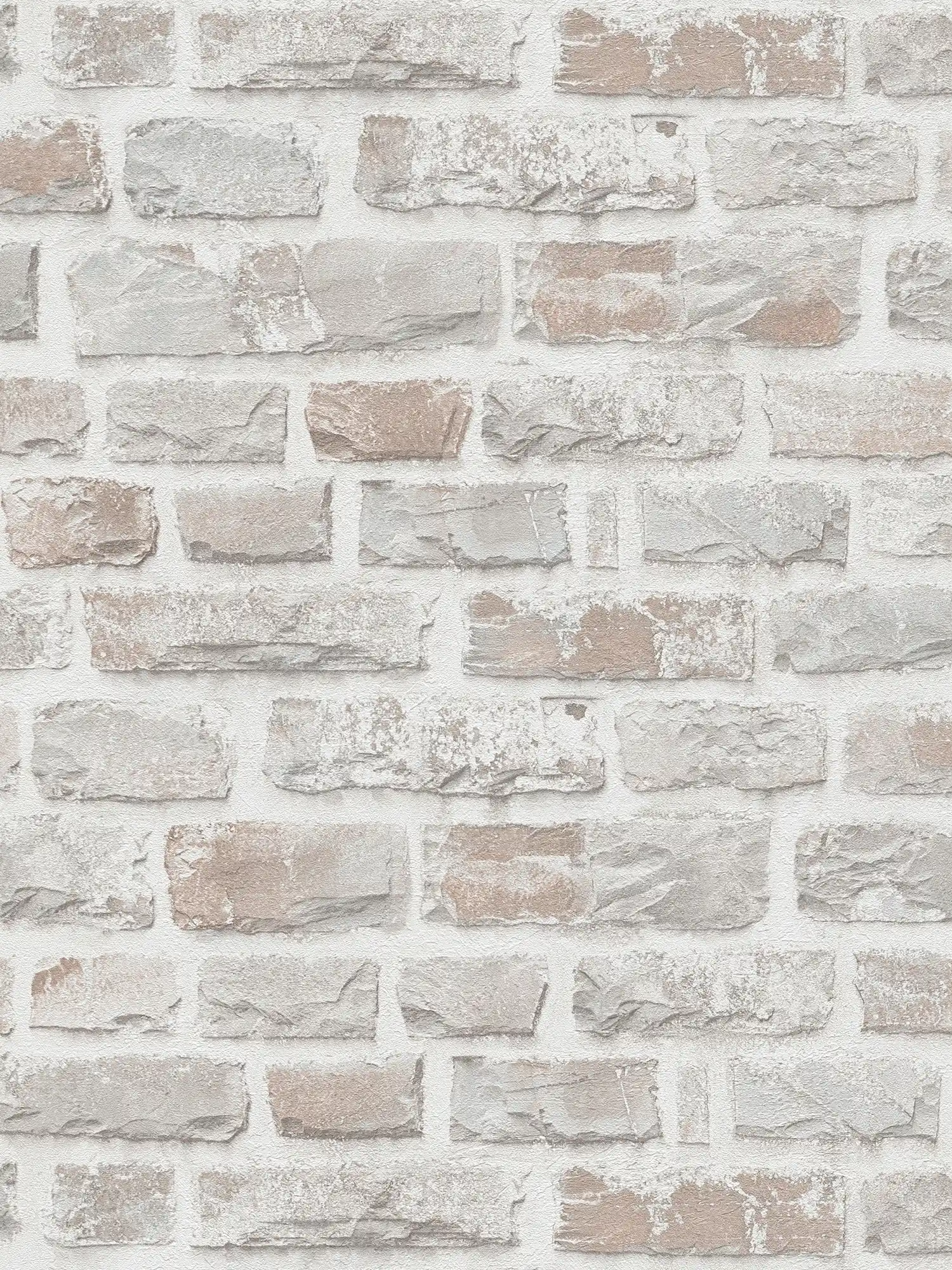 Vliestapete mit Natursteinmauer PVC-frei – Grau, Weiß