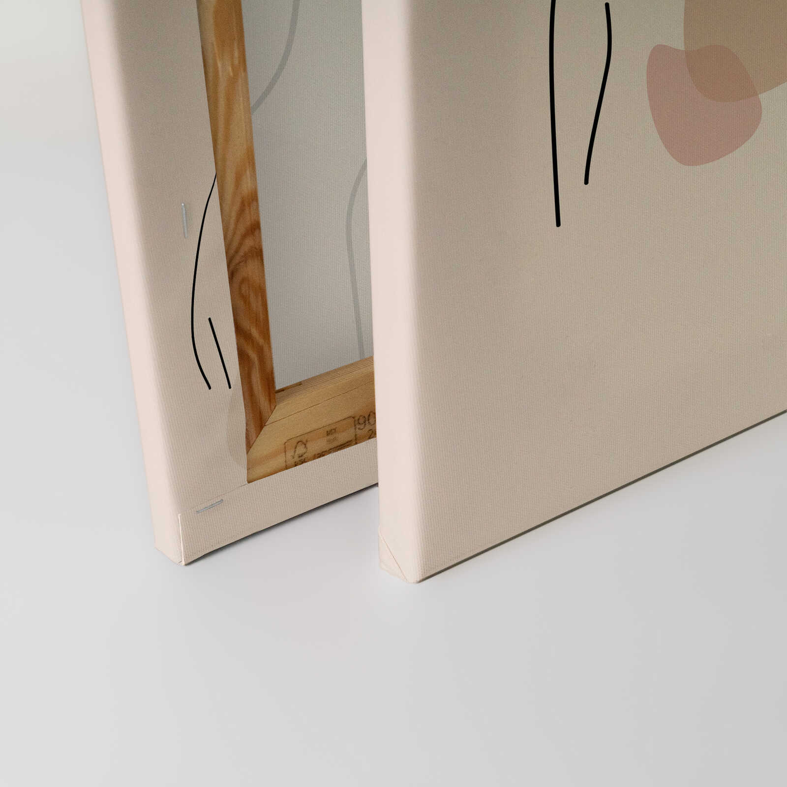 Feminine Verbundenheit - Abstrakte Portraitkunst auf Leinwand – 30 x 30 cm - Creme, Beige