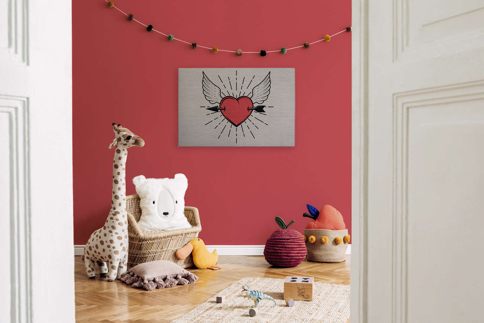             Tattoo you 1 - Leinwandbild im Rockabilly Stil, Herz-Motiv – 0,90 m x 0,60 m
        