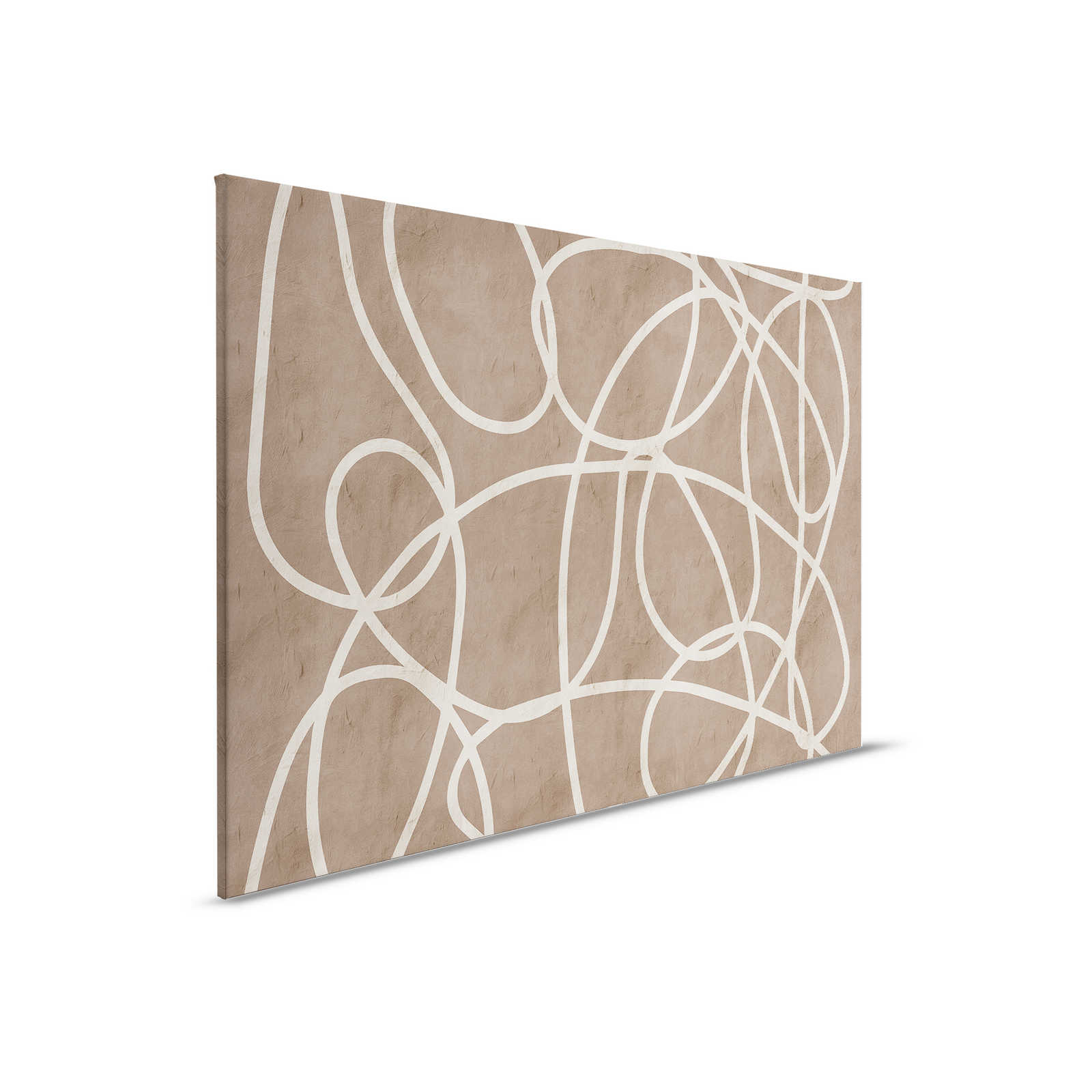         Serengeti 3 - Tableau toile brun-beige mur d'argile avec design de lignes - 0,90 m x 0,60 m
    