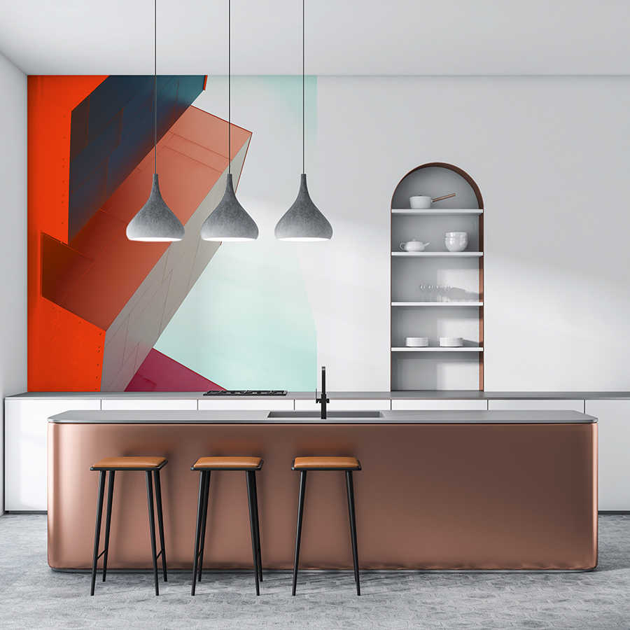         Photo wallpaper modern architecture, urban skyline - red
    