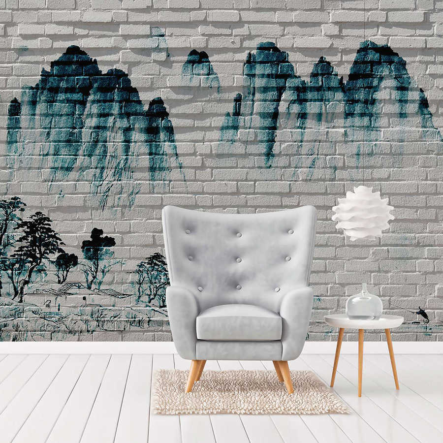 Wanddekoration, Graffiti-Wand, Berglandschaft, Wohnzimmer-Design, Sesselstuhl